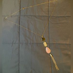 Spartan 449 Gold-tone Necklace with three stones and tassel